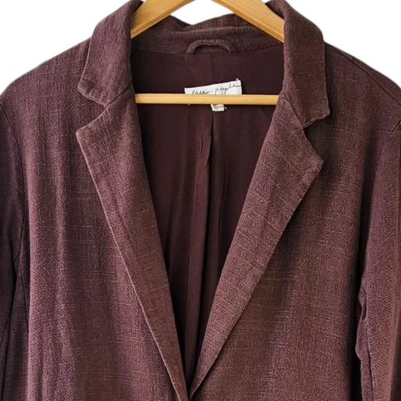 Free People Misha Linen Blend Oversized Chocolate Lava Blazer Jacket Size 6 - Picture 15 of 16